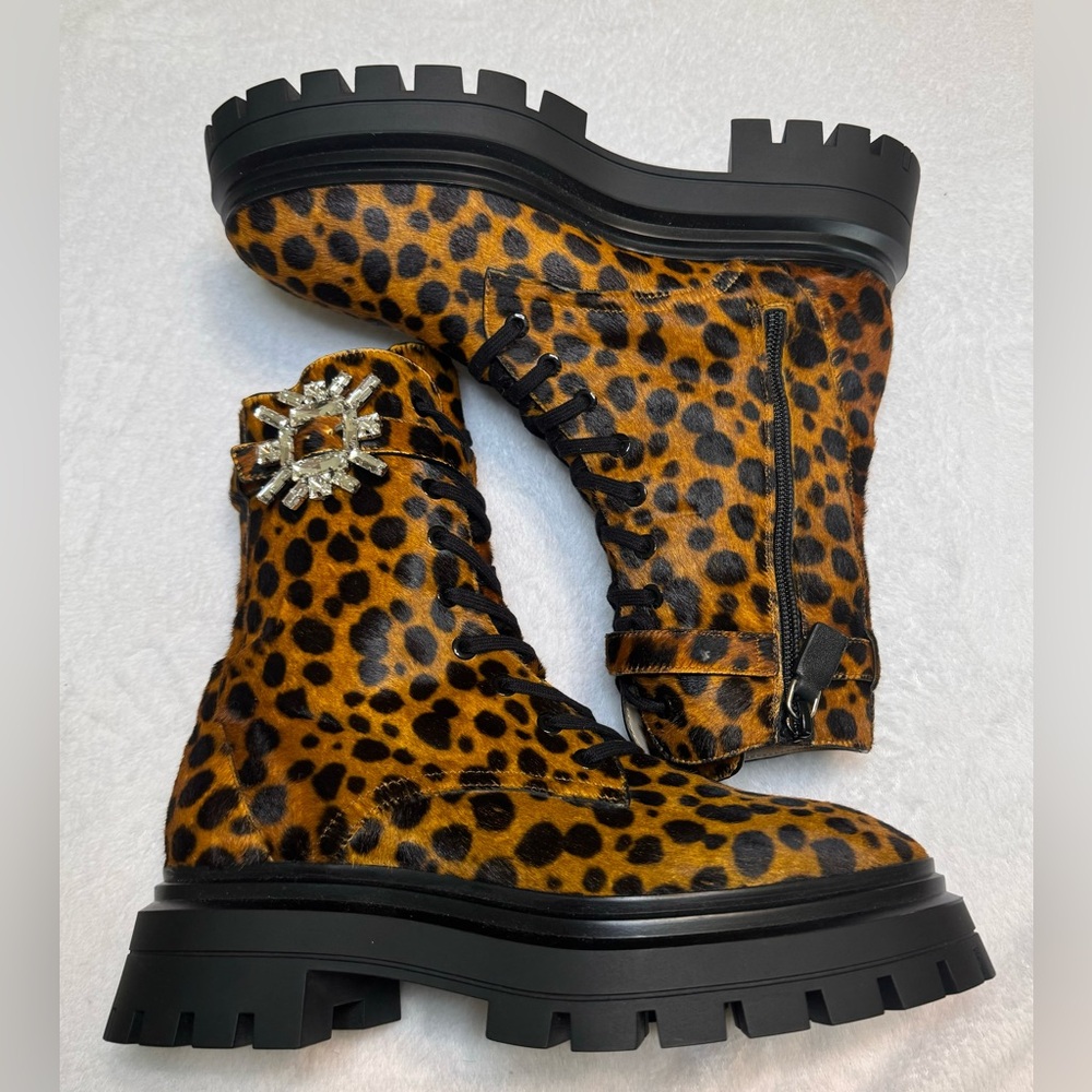 Stuart Weitzman Women's Crystal Nova Buckle Bedford Combat Boots NEW W/O TAGS - Picture 5 of 6